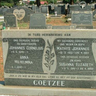 COETZEE Mathys Johannes 1913-1983 &amp; Susanna Elizabeth 1916-1993