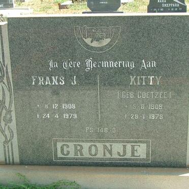 CRONJE Frans J. 1908-1979 &amp; Kitty COETZEE 1909-1978