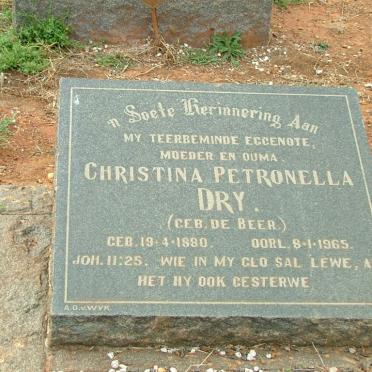 DRY Christina Petronella nee DE BEER 1880-1965