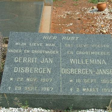 DISBERGEN Gerrit Jan 1907-1967 &amp; Willemina DISBERGEN-JANSEN 1903-1992