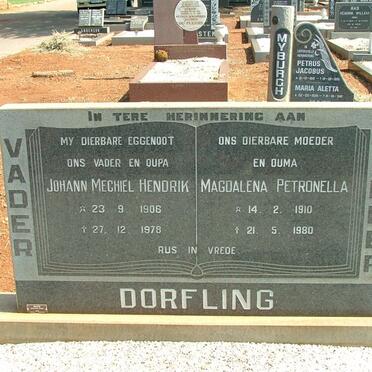 DORFLING Johann Mechiel Hendrik 1906-1978 &amp; Magdalena Petronella 1910-1980