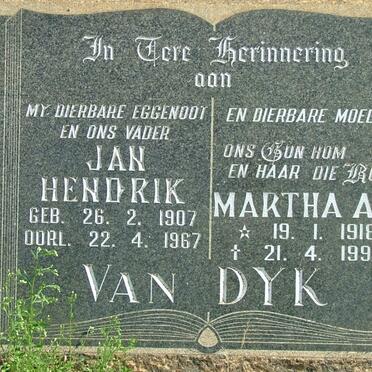DYK Jan Hendrik, van 1907-1967 &amp; Martha A.B. 1918-1994