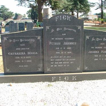 FICK Petrus Johannes 1893-1974 &amp; Johanna Margaret 1898-1975 :: FICK Catharina Maria 1920-1969