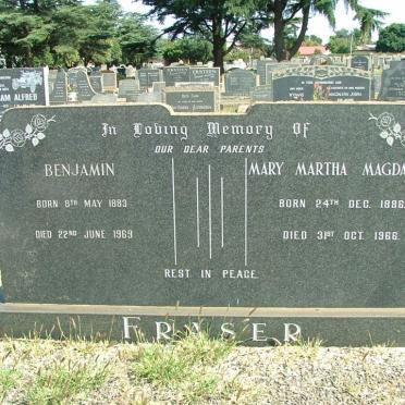 FRASER Benjamin 1883-1969 &amp; Mary Martha Magdalena 1886-1966