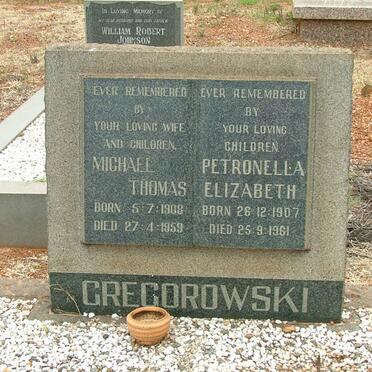 GREGOROWSKI Michael Thomas 1908-1959 &amp; Petronella Elizabeth 1907-1961