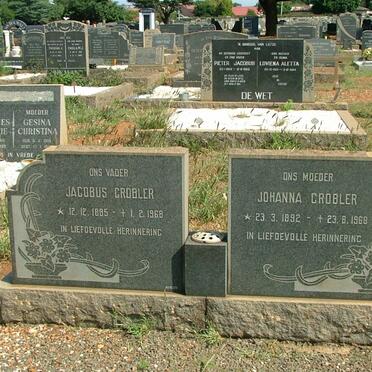 GROBLER Jacobus 1885-1968 &amp; Johanna 1892-1968
