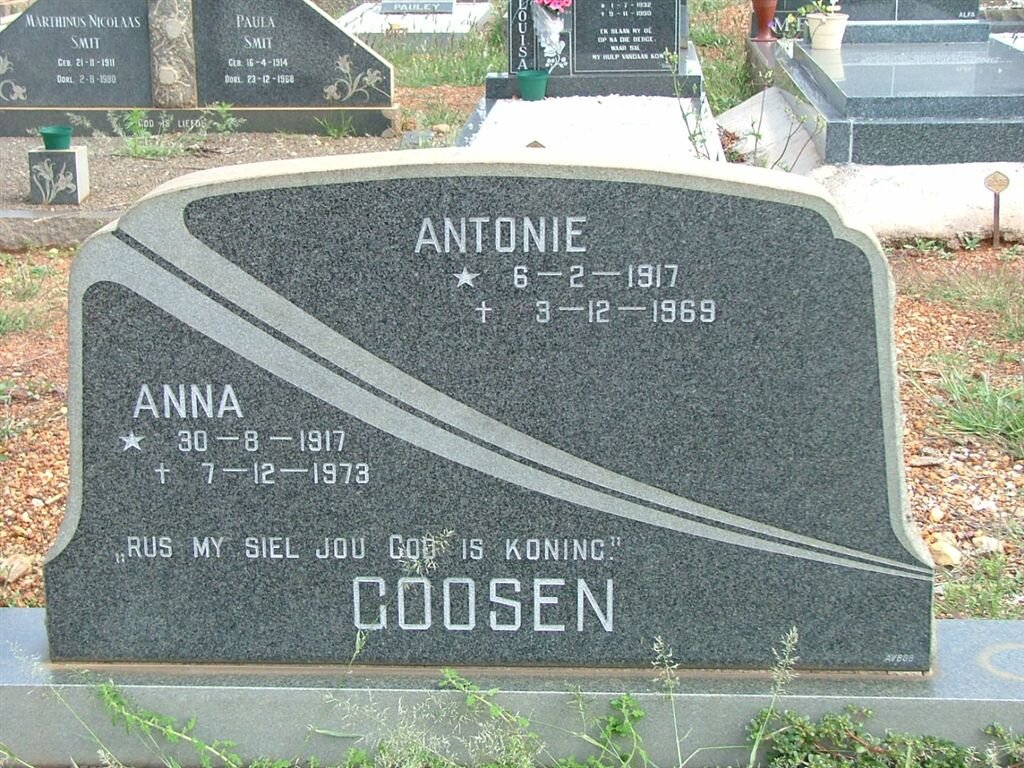 GOOSEN Antonie 1917-1969 &amp; Anna 1917-1973