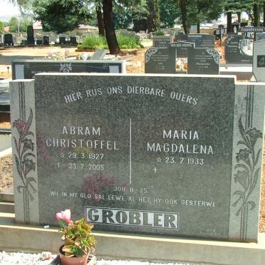 GROBLER Abram Christoffel 1927-2005 &amp; Maria Magdalena 1933-