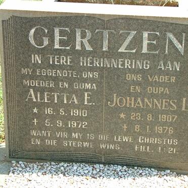 GERTZEN Johannes L. 1907-1976 &amp; Aletta E. 1910-1972