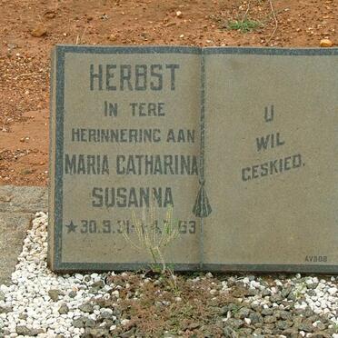 HERBST Maria Catharina Susanna 1931-1963