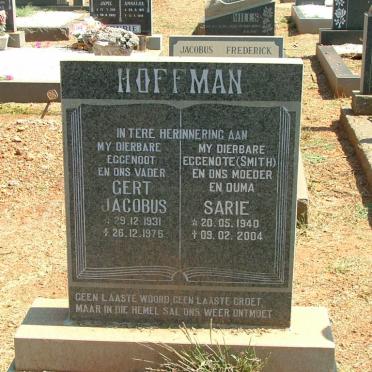 HOFFMAN Gert Jacobus 1931-1975 &amp; Sarie SMITH 1940-2004