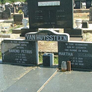 HUYSSTEEN Barend Petrus 1922-2003 &amp; Martha Susanna 1929-1998