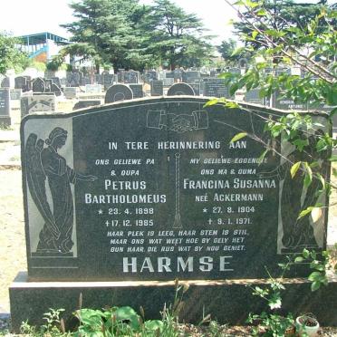 HARMSE Petrus Bartholomeus 1898-1985 &amp; Francina Susanna ACKERMANN 1904-1971