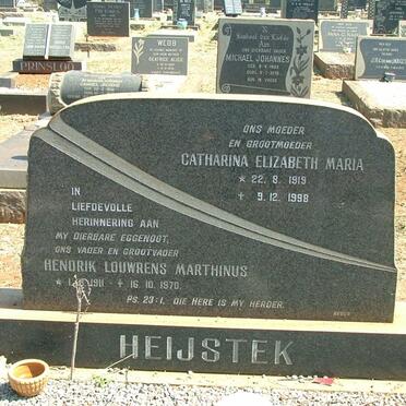 HEISTEK Hendrik Louwrens Marthinus 1911-1970 &amp; Catharina Elizabeth Maria 1919-1998