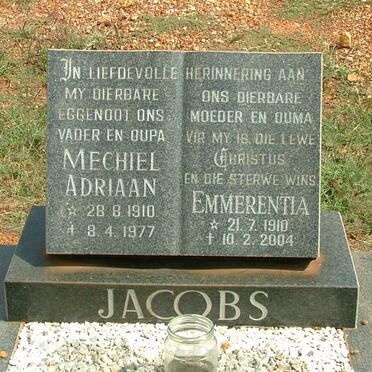 JACOBS Mechiel Adriaan 1910-1977 &amp; Emmerentia 1910-2004