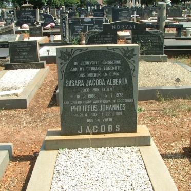 JACOBS Philippus Johannes 1897-1981 &amp; Susara Jacoba Alberta VAN EEDEN 1906-1976