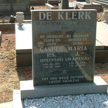 KLERK Casper P.S., de 1957-2004 &amp; Maria J. 1958-1996