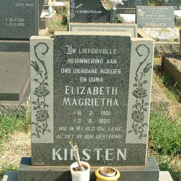 KIRSTEN Elizabeth Magrietha 1907-1980