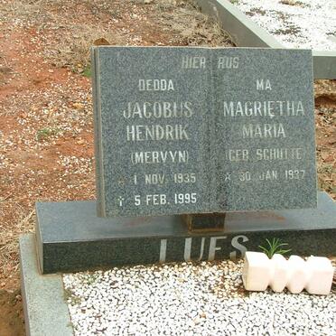 LUES Jacobus Hendrik 1935-1995 &amp; Magrietha Maria SCHUTTE 1937