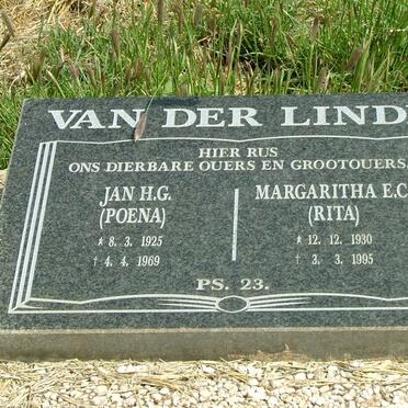 LINDE Jan H.G., van der 1925-1969 &amp; Margaritha E.C. 1930-1995