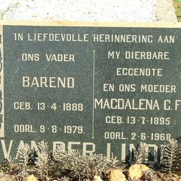 LINDE Barend, van der 1888-1979 &amp; Magdalena C.F. 1895-1968