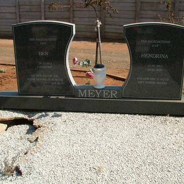MEYER Ben 1913-1999 &amp; Hendrina 1913-2000