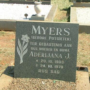 MYERS Aderijana nee POTGIETER 1903-1970