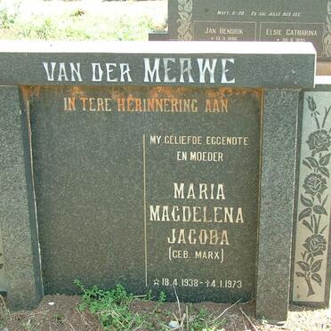 MERWE Maria Magdalena Jacoba, van der nee MARX 1938-1973