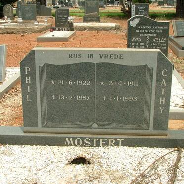 MOSTERT Phil 1922-1987 &amp; Cathy 1911-1993