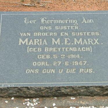 MARX Maria M.E. nee BREYTENBACH 1914-1947