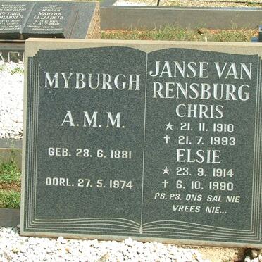 MYBURGH A.M.M. 1881-1974 :: RENSBURG Chris, Janse van 1910-1993 &amp; Elsie 1914-1990