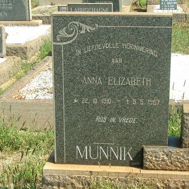 MUNNIK Anna Elizabeth 1910-1967