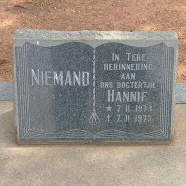 NIEMAND Hannie 1973-1973