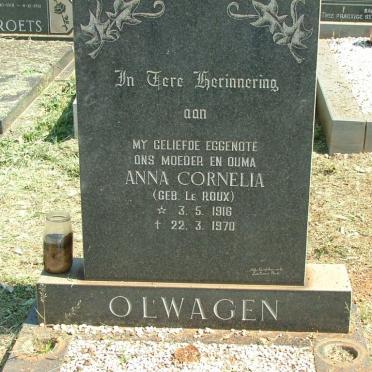 OLWAGEN Anna Cornelia nee LE ROUX 1916-1970