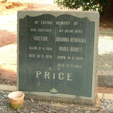 PRICE Victor 1910-1970 &amp; Johanna Hendrika Mara 1909-1963