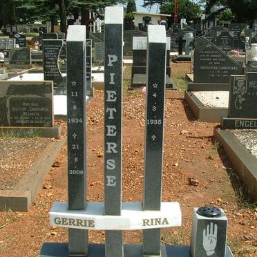 PIETERSE Gerrie 1934-2006 &amp; Rina 1935-