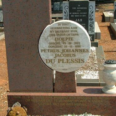 PLESSIS Petrus Johannes Jacobus, du 1922-1996