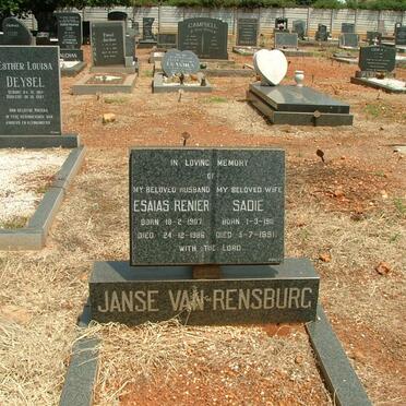 RENSBURG Esaias Renier, Janse van 1907-1986 &amp; Sadie 1911-1991