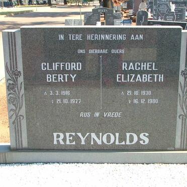 REYNOLDS Clifford Berty 1916-1977 &amp; Rachel Elizabeth 1930-1980