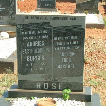 ROSE Andries Bartholomeus Burger 1922-1976 