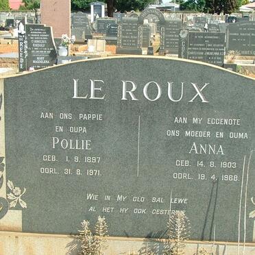 ROUX Pollie, le 1897-1971 &amp; Anna 1903-1968