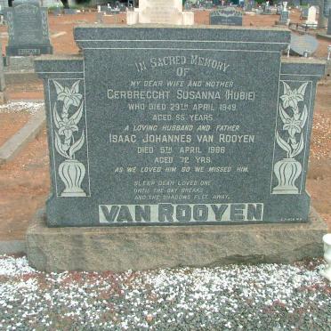 ROOYEN Isaac Johannes, van -1966 &amp; Gerbrecht Susana -1949