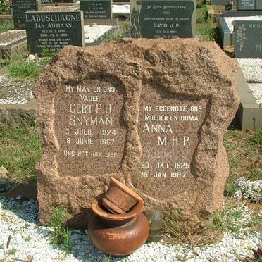 SNYMAN Gert P.J. 1924-1967 &amp; Anna M.H.P. 1925-1987