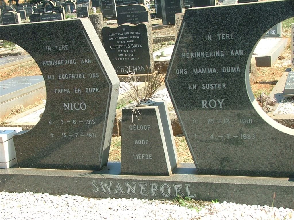 SWANEPOEL Nico 1913-1971 &amp; Roy 1918-1983