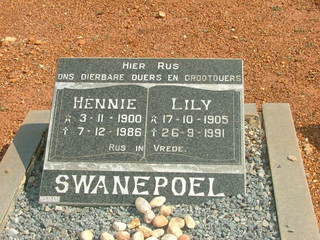 SWANEPOEL Hennie 1900-1986 &amp; Lily 1905-1991