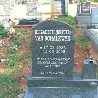 SCHALKWYK Elizabeth, van 1933-2005