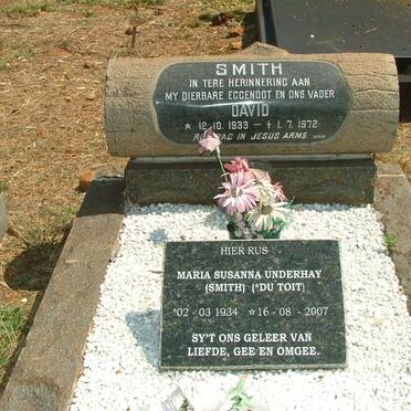 SMITH David 1933-1972 &amp; Maria Susanna UNDERHAY formerly SMITH nee DU TOIT 1934-2007