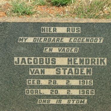 STADEN Jacobus Hendrik, van 1915-1966