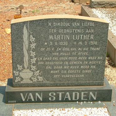 STADEN Martin Luther, van 1930-1970