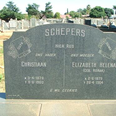 SCHEPERS Christiaan 1878-1960 &amp; Elizabeth Helena HORAK 1897-1964